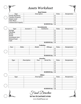 Assets Worksheet Planner Final Directive