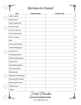 Cancel Services Planner Final Directive