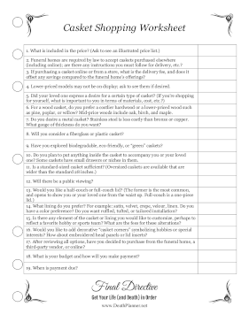 Casket Shopping Worksheet Final Directive