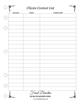 Clients Contact List Planner Final Directive