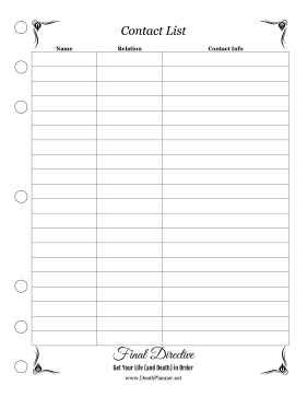 Contact List Planner Final Directive