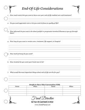 End Of Life Considerations Planner Final Directive