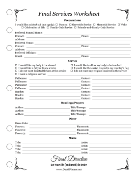 Final Services Worksheet Planner Final Directive