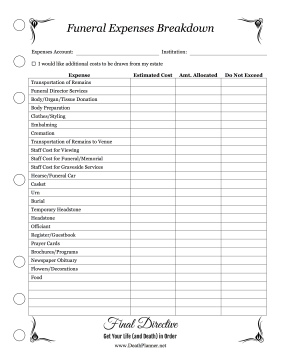 Funeral Expenses Planner Final Directive