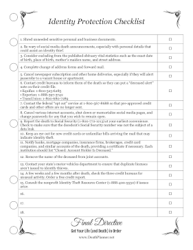 Identity Protection Steps Checklist Final Directive