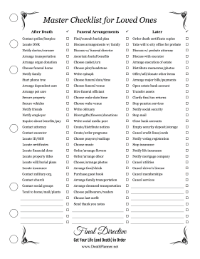 Master Checklist Others Planner Final Directive