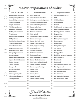 Master Checklist Self Planner Final Directive