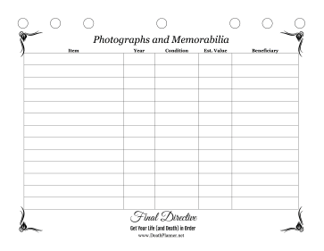 Memorabilia Worksheet Final Directive