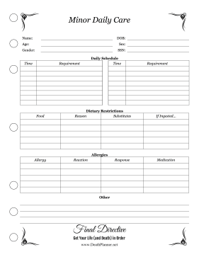 Minor Daily Care Final Directive