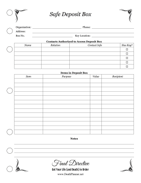 Safe Deposit Box Final Directive