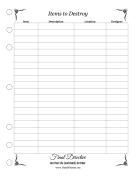 Items To Destroy Planner