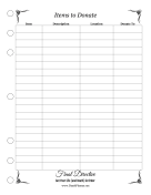 Items To Donate Planner