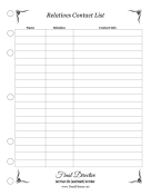 Relatives Contact List