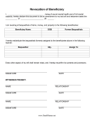 Revocation Of Beneficiary
