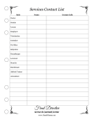 Services Contact List Planner